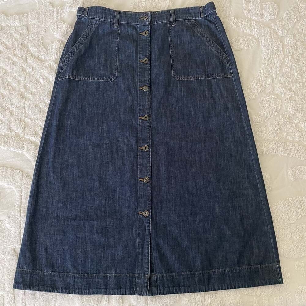 Lauren Ralph Lauren Maxi Dark Denim Skirt Homeschool Modest Y2k Vintage Sz 16